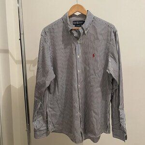 Ralph Lauren Custom-Fit Navy & White Striped Shirt (L)